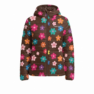 Chaqueta Acolchada con Estampado Floral para Mujer, con Cinturón, Capucha, Abrigo de Invierno, Sublimación, Cálida, Acolchada, para Exteriores, Moda Casual, Nuevo Modelo - Product Image 3