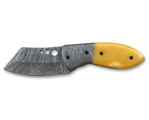 Herramienta utilitaria personalizada con mango de hueso amarillo y bolster de acero de Damasco - Product Image 4
