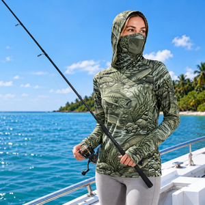 Mascarillas de Pesca de Marca Privada con Capucha Integrada para Minoristas de Ropa de Pesca para Mujer - Product Image 5