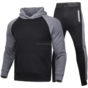 Nouveaux ensembles de sport d'automne pour hommes, sweat à capuche en molleton ample avec patchwork noir et jaune, costumes de sweat à la mode - Product Image 6