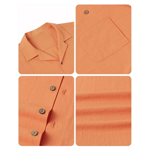 Nouveauté 2026 : Chemises pour hommes écologiques, respirantes, à séchage rapide, en toile, à col rond, couleur unie, motif uni, personnalisables - Product Image 5