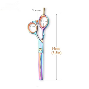 Tijeras de Entresacar Cabello Rainbow de Acero Inoxidable con 28 Dientes, Punta Afilada, para Diestros, Mango de Cerámica, Duraderas, para Uso en Salón - Product Image 2