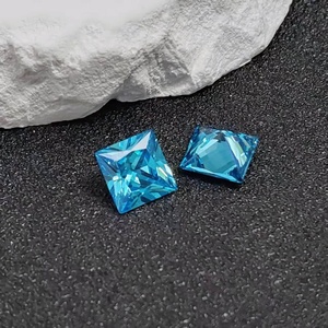 Aigue-marine naturelle, pierre précieuse facettée carrée, taille princesse, aigue-marine en vrac, plusieurs tailles, gemme bleue, vente en gros - Product Image 2