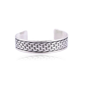 <b>Silver</b> Mountain 925 Sterling <b>Silver</b> Braided Charm <b>Bracelet</b> Oxidized Handcrafted Cute Open Design 30g Party Gift SKU7439 - Product Image 3