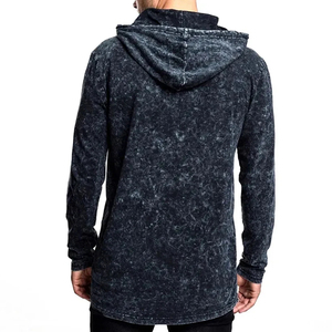 Sudadera con capucha para hombre SINEWY SPORTS, lavado ácido, con cremallera, corte holgado, logo bordado, bolsillo canguro, informal, transpirable, 100% algodón - Product Image 6