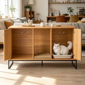 Luxury Rectangle Cat Litter <b>Boxes</b> <b>Large</b> Capacity Eco-Friendly Wooden Cabinet for Living Room PC Material - Product Image 6