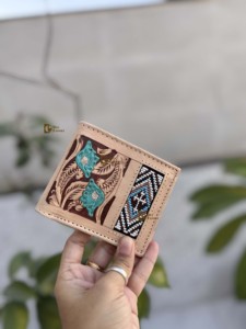2026 New Hand Tooled Leather <b>Wallet</b> Large Capacity <b>Slim</b> Purse Saddle Blanket Vintage Style Short Fold <b>Card</b> Unisex Daily Use - Product Image 1