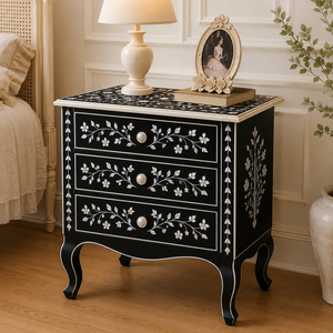 Mesa de Noche de Resina y Madera de la Mejor Calidad con Puerta, Mesa Auxiliar de Lujo, Mesa Lateral Moderna, Mueble de Decoración para el Hogar de Madera Natural - Product Image 4