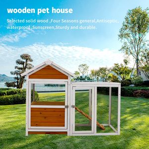 Grand poulailler extérieur en bois pour poulets et canards avec nichoir en PVC imperméable, cage pour oiseaux et lapins en jaune pour oiseaux et petits animaux - Product Image 2