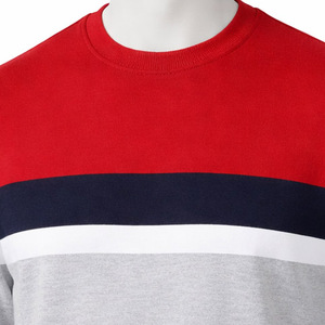 High Quality Cotton Fleece Long Sleeve <b>Pullover</b> Men's Striped Sweatshirt Casual Round Neck Patchwork <b>Jumper</b> - Product Image 2