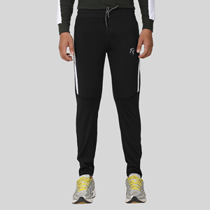 Pantalon de survêtement sport bleu quatre directions avec bande latérale, logo personnalisable, impression HD, délavage coloré, 100 % polyester, séchage rapide, tailles homme M/L/XL - Product Image 2