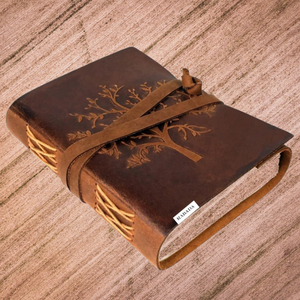 Premium Leather Life of Tree <b>Journal</b> Handmade Notebook,Vintage Hand Embossed Tree of Life with Wood Free Cotton White Rug Paper - Product Image 4