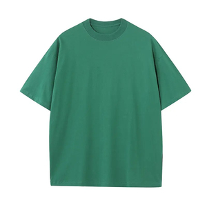 Camiseta de Algodón de Manga Corta con Cuello Redondo Azul Sólido para Hombre, Corte Regular, Tejido Jersey Informal, Ecológica, de Secado Rápido, Antiarrugas, 250 g - Product Image 3