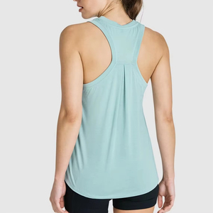 Women's Light Blue Crew <b>Neck</b> Sleeveless Tank Top Casual Knitted Breathable Solid Color Regular Fit Spandex/Cotton Short - Product Image 6