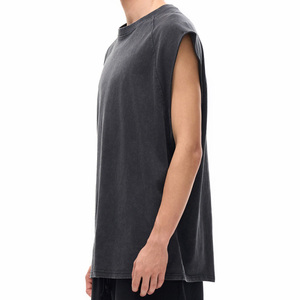 Broadwayapperal <b>Men</b> Sleeveless Crew Neck Tank Top Breathable Knitted Plain Black Cotton Muscle Fit Athletic Workout Gym Wear All - Product Image 4