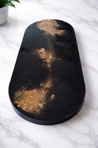 Ensemble d'accessoires de salle de bain en résine époxy faits à la main et peints à la main, écologiques, noirs et dorés, 4 pièces, décoration de spa à domicile - Product Image 4