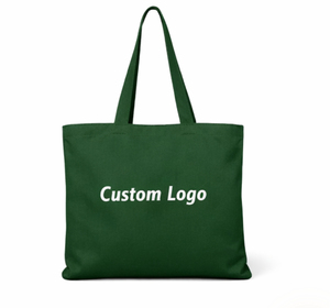 Custom Logo Printed Green Canvas Tote Bag Large Size Reusable Shopping Bag Organic Cotton Material Shoulder Handle Grocery bag - Product Image 1