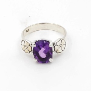 Amethyst <b>Ring</b> Handmade Sterling Silver Bezel Setting Natural Purple Oval Shape Gemstone <b>Boho</b> Jewelry February Birthstone Gift - Product Image 1