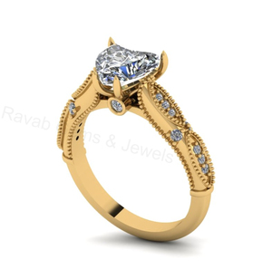 Bague de créateur en argent 925 plaqué or 14 carats, sertie de zirconiums cubiques en forme de cœur de 8 mm, d'inspiration victorienne, bijou raffiné, cadeau pour elle - Product Image 6