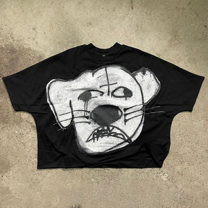 <b>Mens</b> Black Oversized Graphic Print Short Sleeve Cotton T-<b>Shirt</b> Custom Logo OEM ODM Wholesale Apparel - Product Image 6