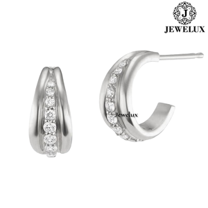 Jewelux Natural VVS Diamond <b>Stud</b> Earrings 925 Sterling <b>Silver</b> Rhodium Plated IGI Certified Laser Drilled Trendy Women's Wedding - Product Image 5