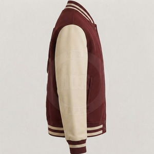 Veste d'hiver personnalisée à blocs de couleur, avec patch en chenille de qualité supérieure, ourlet en tricot côtelé, douce, confortable, style universitaire décontracté - Product Image 3