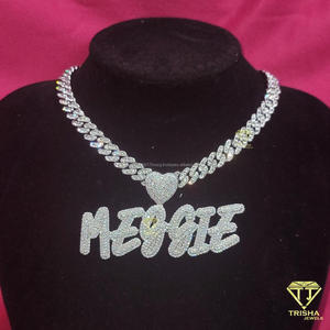 Personalized Hip Hop <b>Name</b> Pendant Moissanite Diamond Necklace Bling Cuban <b>Chain</b> Jewelry Gift - Product Image 2