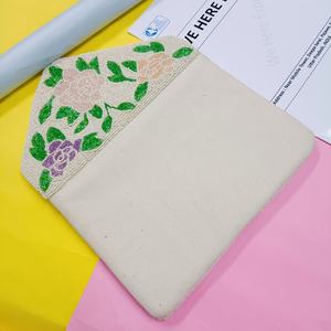 Personalized Custom Glass Beaded Tote Bag Custom Color Shape Wedding Bridesmaid Gift Blue Floral Design <b>MS</b> Handicraft Certified - Product Image 1