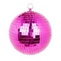 Vente en gros de boule à miroir disco en plastique verre rose brillant de 12cm personnalisé cadeau de fête coloré grand décor de Noël