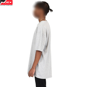 Camiseta de Manga Corta Oversize para Hombre INDEX, Color Gris, Cuello Redondo, Informal, de Algodón Jersey, Corte Sólido, Largo Extendido - Product Image 3