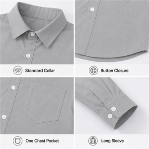 Camisa de Verano Ligera para Niños, con Cuello y Botones, Manga Larga, Uniforme Escolar, Camisa de Vestir para Jóvenes - Product Image 3