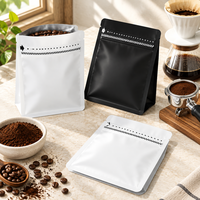 Sachet personnalisé biodégradable à fond plat avec fermeture éclair, scellé sur huit côtés, pour l'emballage de grains de café torréfiés et d'aliments pour animaux de compagnie, vente en gros OEM