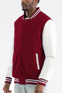 Factory Price Men's <b>Winter</b> High Quality Wool Stand Collar Hooded Windproof Heated Quick Dry Breathable Varsity <b>Jacket</b> Front Logo - Product Image 5
