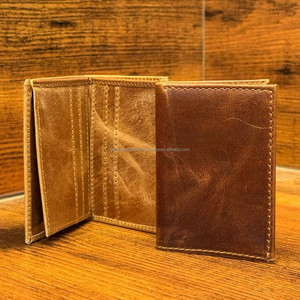 กระเป๋าใส่บัตรเครดิตสองพับหนังลายหนังแท้สำหรับผู้ชายที่ใส่บัตรอัจฉริยะแบบสไลด์ได้ปลอดภัย - Product Image 4