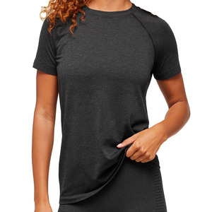 Camiseta informal de manga corta para mujer, cuello redondo, corte regular, tejido de punto, transpirable, de secado rápido, para uso diario, ajuste relajado, transpirable - Product Image 1