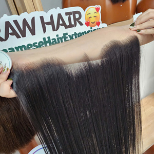 Nuevo cabello humano liso Remy de grado 2024 con cutículas alineadas, encaje HD para cierre frontal transparente, línea M, nudo único - Product Image 2