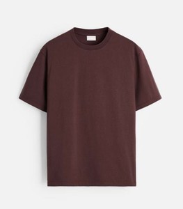T-shirt élégant Boxy pour hommes imprimé sur mesure 100% coton tissé à manches courtes coupe décontractée doux respirant Street Style marron - Product Image 1