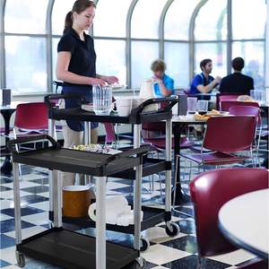 Carrito de Cocina Negro de 2 Niveles con Ruedas, Carrito de Cocina Portátil para Almacenamiento y Servicio, Carrito Resistente para Islas de Cocina - Product Image 5