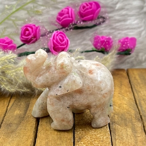 Sunstone <b>Elephant</b> Hand Carved Natural Gemstone Figurine Positivity Leadership Feng Shui <b>Decor</b> Wholesale - Product Image 3