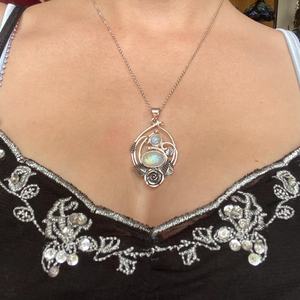 Angelic Double <b>Moonstone</b> Flower <b>Pendant</b> 925 Sterling Silver Fairy Whimsigoth Jewelry Handmade Tasmania Australia - Product Image 6