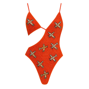 Maillot de bain une pièce halter avec perles, motif soleil, lune et étoiles, découpes, idéal pour la plage, respirant, décoration perlée - Product Image 3