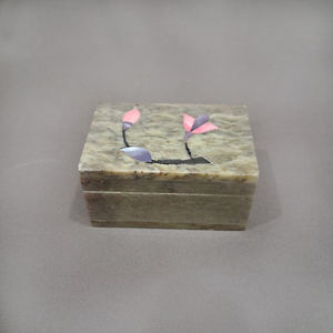 Boîte à bijoux ovale en pierre ollaire naturelle artisanale avec incrustations, 100 pièces, organisateur de rangement moderne de luxe pour cadeaux de mariage, fabriqué en Inde - Product Image 2