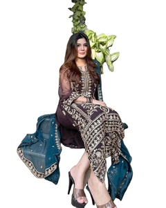 Robe de mariée traditionnelle indienne en soie georgette brodée de haute qualité, confortable, élégante, cousue, pour femmes - Product Image 1