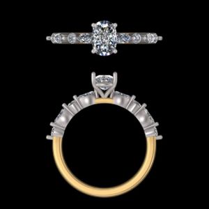 Bague de fiançailles en diamant ovale de 1,42 carat, or massif 18k 14k, alliance multi-pierres, bijoux fins de luxe, bague pour femme - Product Image 3