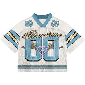Streetwear <b>Soccer</b> Custom Sublimation Mesh Jersey OEM Football Shirt Men's Boxy American Football Jersey with Mesh Panels - Product Image 2