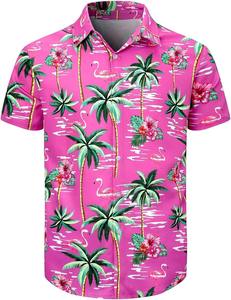 Camisa Floral de Verano para Hombre, Manga Corta, Estampado Tropical Hawaiano, Casual de Playa, con Botones, Colorida, para Vacaciones - Product Image 1