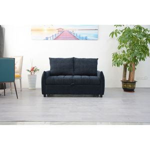 Divano Letto Futon Moderno da 148 cm in Tessuto Blu Navy con Schienale Regolabile per Soggiorno - Product Image 2