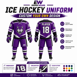 Conjunto de Uniformes Deportivos Personalizados de Alta Demanda con Nombre y Número del Equipo, Camiseta y Pantalones Cortos para Hockey sobre Hielo - Product Image 2