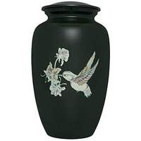 Urnes funéraires pour adultes en aluminium, design élégant et durable, style américain, qualité garantie, urne funéraire noire avec oiseau et fleur