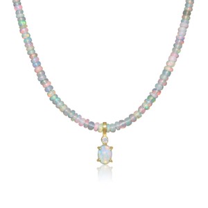 Plain <b>Bead</b> <b>Necklace</b> with Separator & Charm Minimal Plain <b>Bead</b> Charm <b>Necklace</b> with Spacer <b>Beads</b> - Product Image 3